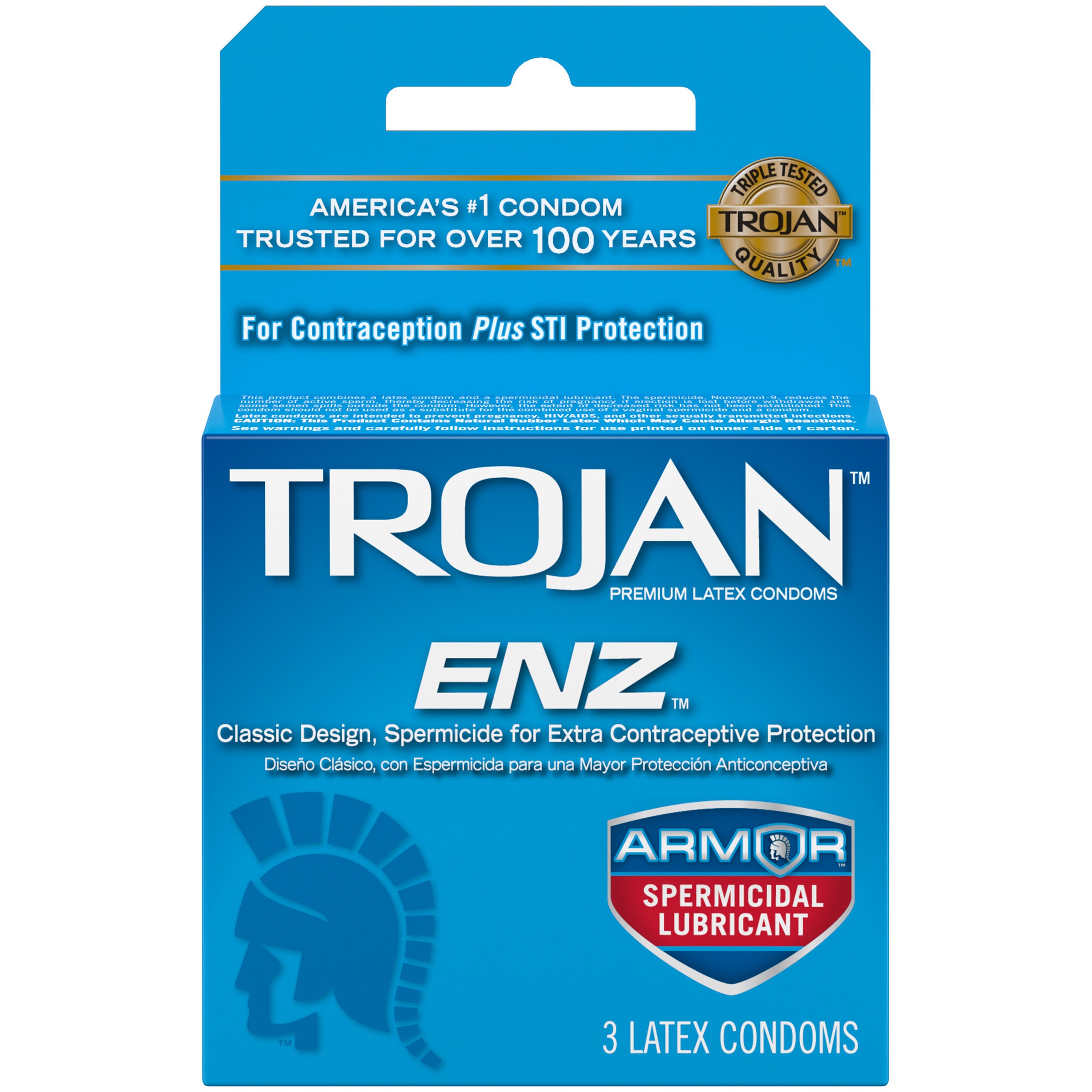 Trojan ENZ Spermicidal Lubricated Condoms X 3