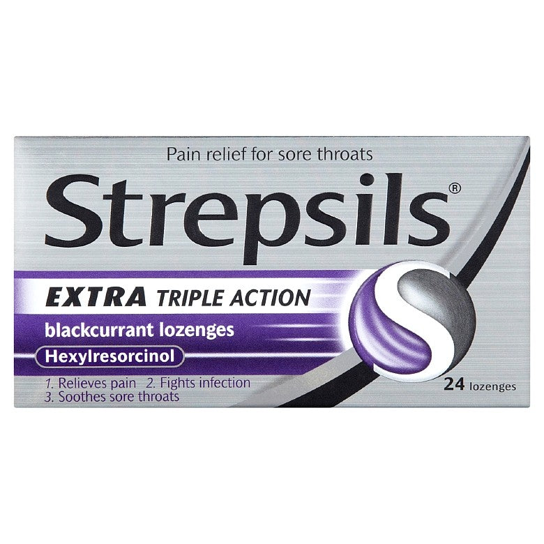 Strepsils Extra Triple Action Blackcurrant Lozenges X 24