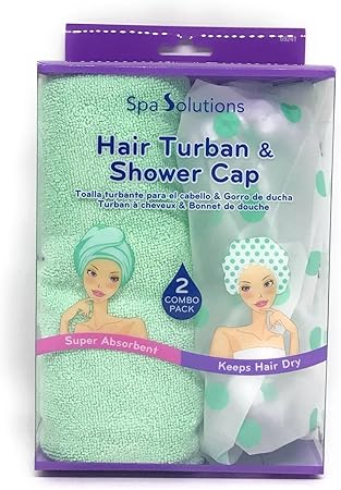 Spa Solutions Hair Turban & Shower Cap Combo Pack