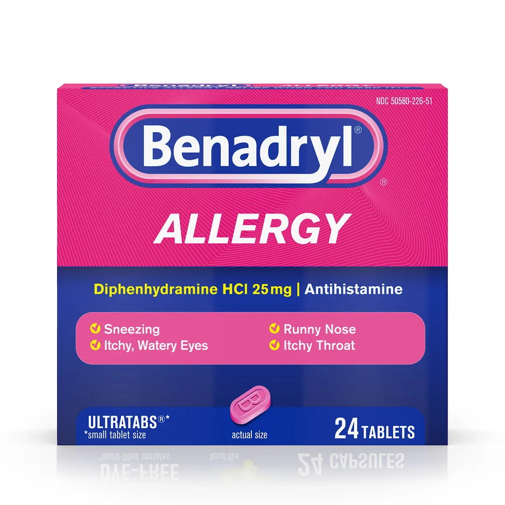 Benadryl Allergy Diphenhydramine HCl/Antihistamine x24 Tablets