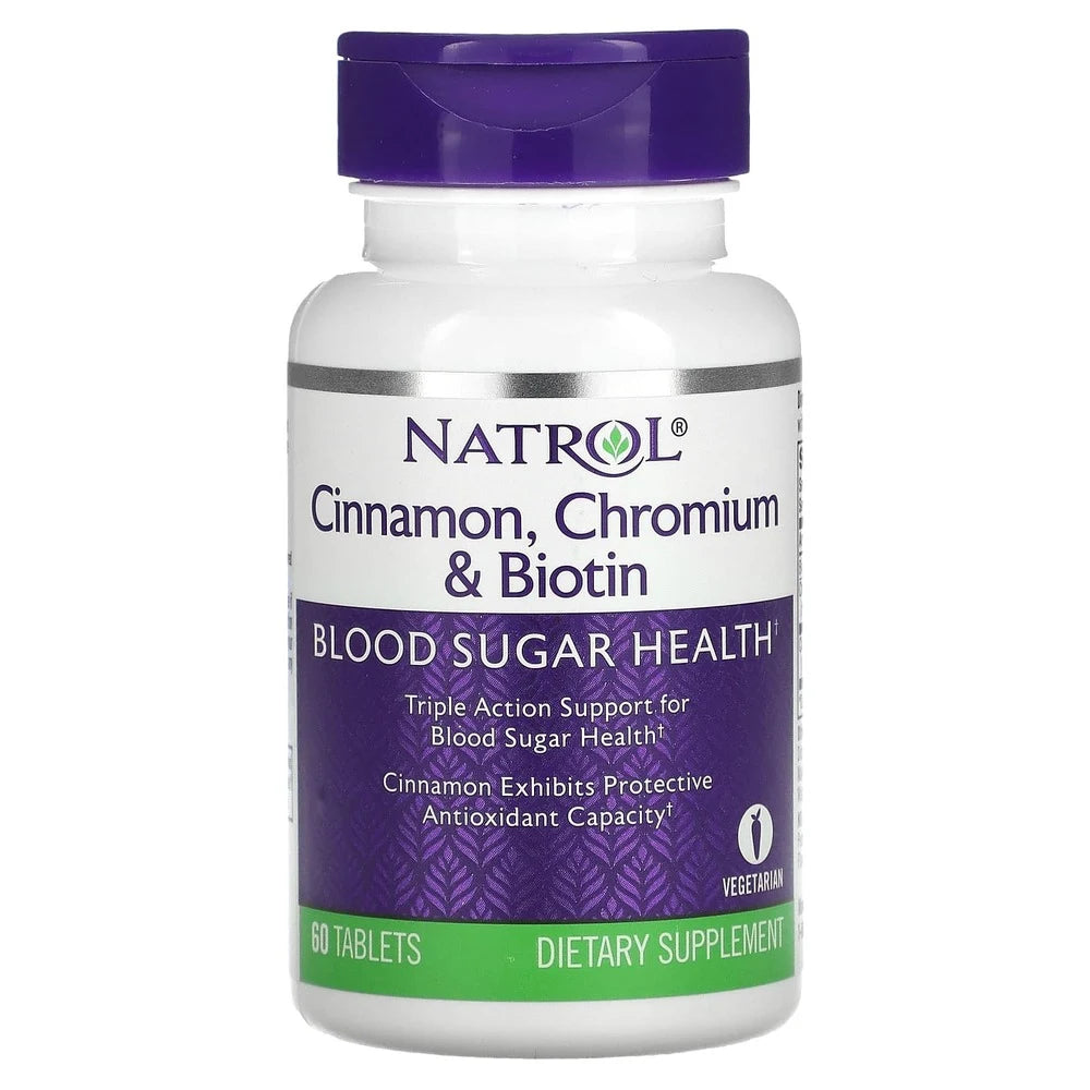 Natrol Cinnamon Chromium Biotin Tablets x60