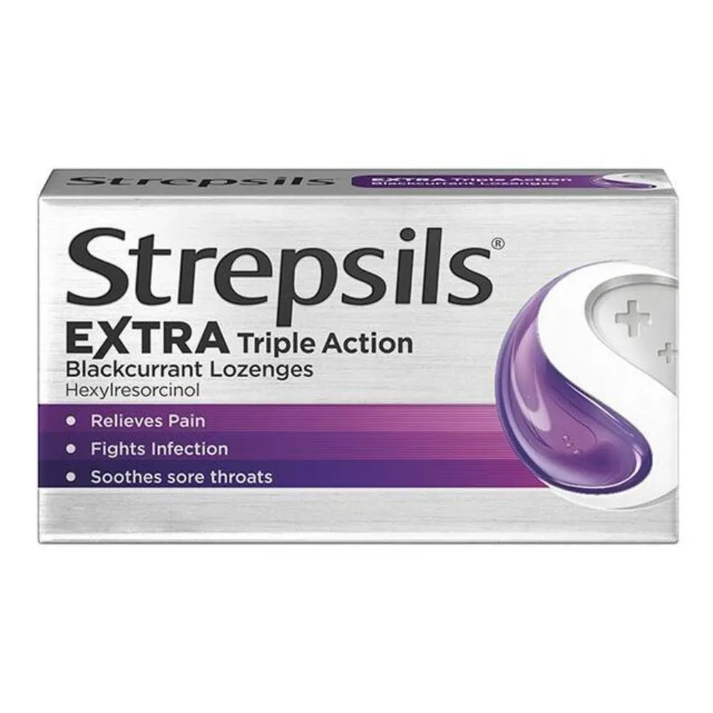 Strepsils Extra Triple Action Blackcurrant Lozenges x16