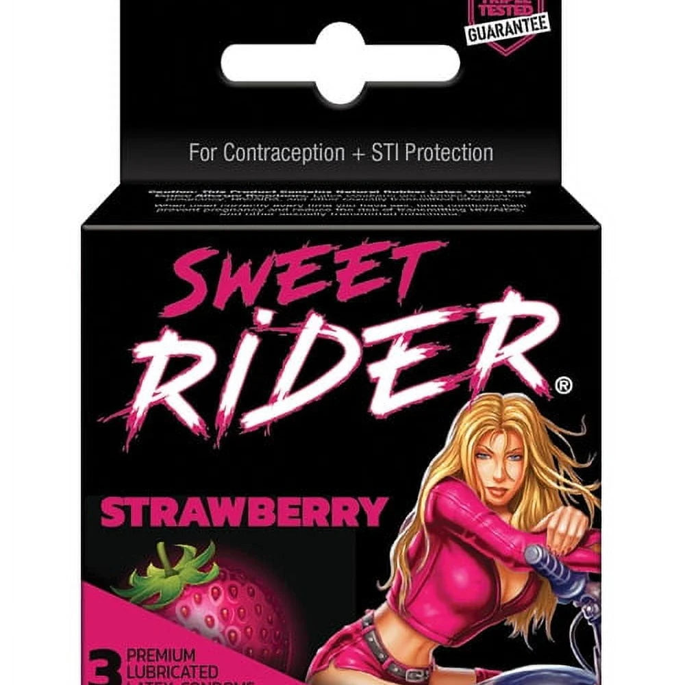 Sweet Rider Strawberry Condoms X3