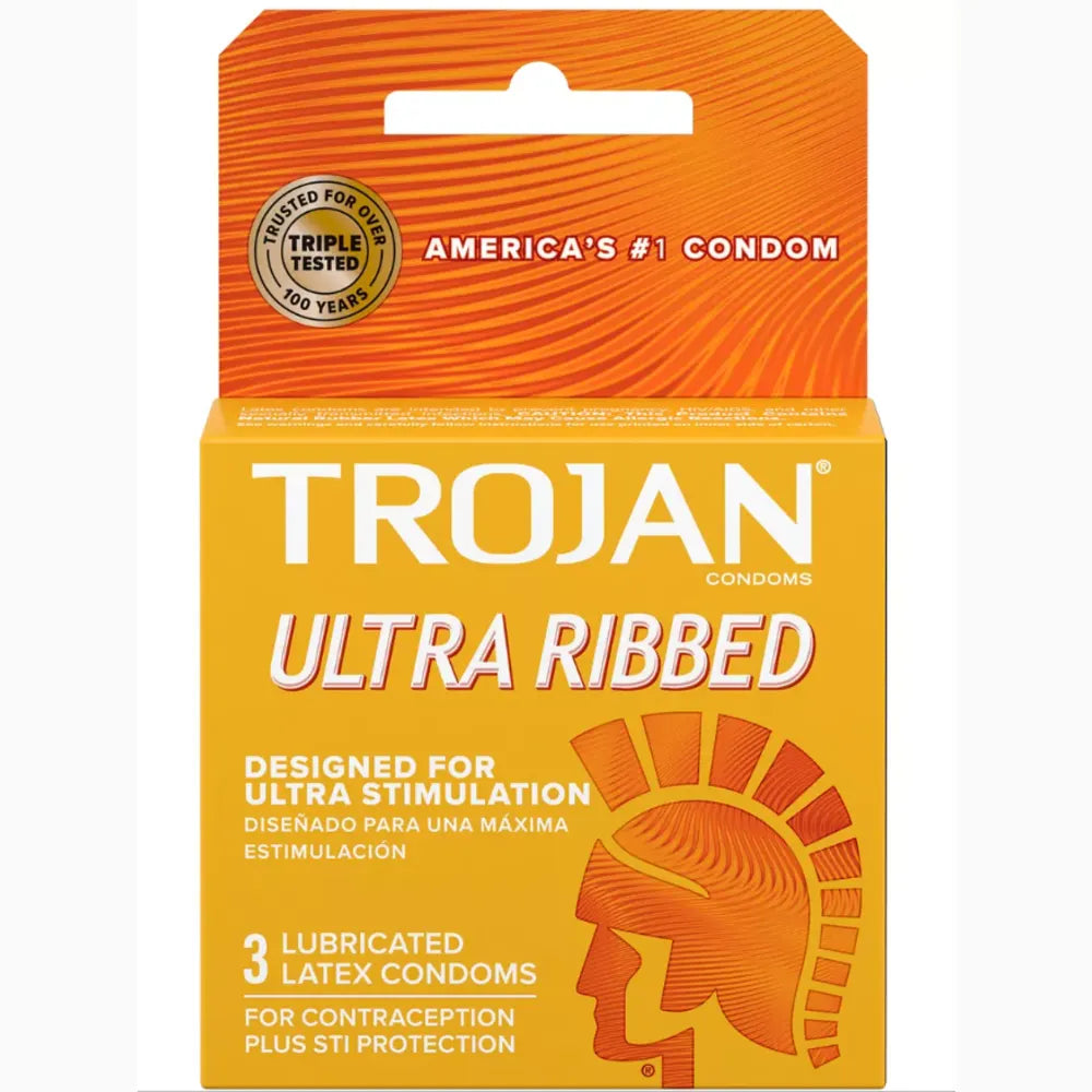 Trojan Ultra Ribbed (Latex) Condom x3