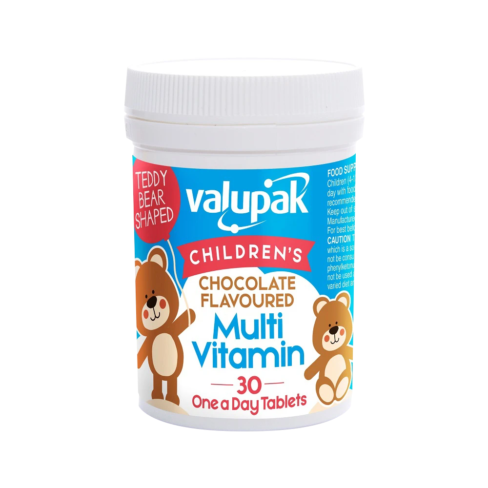 Valupak Children Chocolate Flavoured Multivitamin One a day x30