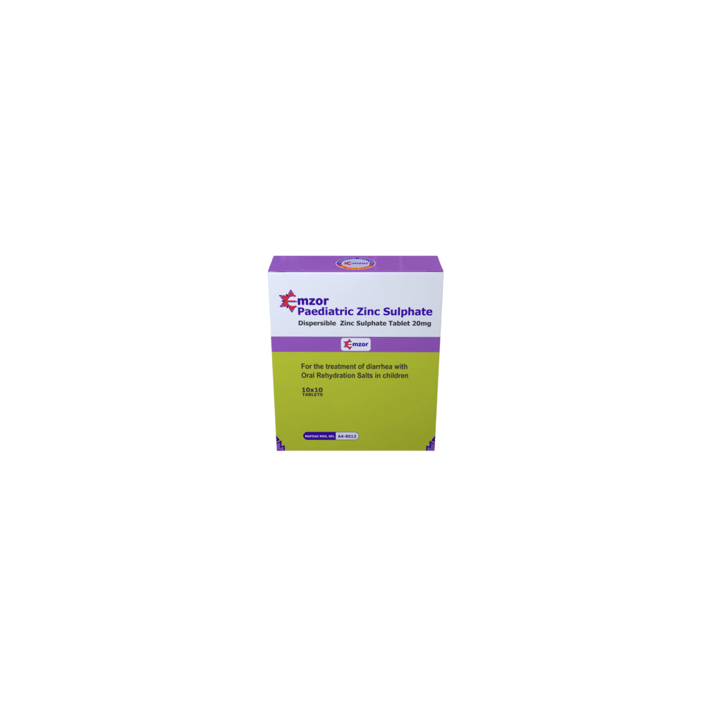 Emzor Zinc Sulphate 20mg X100