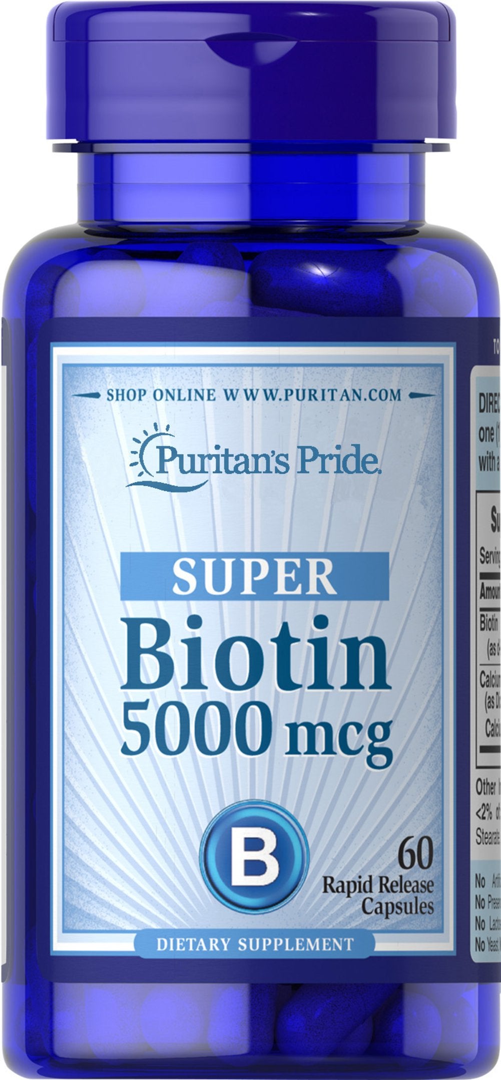 Puritan's Pride Biotin 5000mcg Capsules X 60