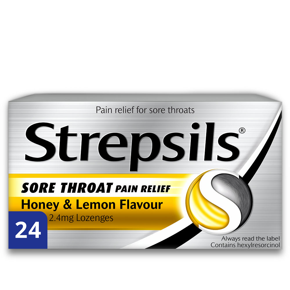 Strepsils Sore Throat Pain Relief Lozenges Honey and Lemon X 24