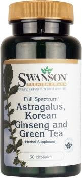 Swanson Astragalus, Korean Ginseng & Green Tea x 60 Capsules