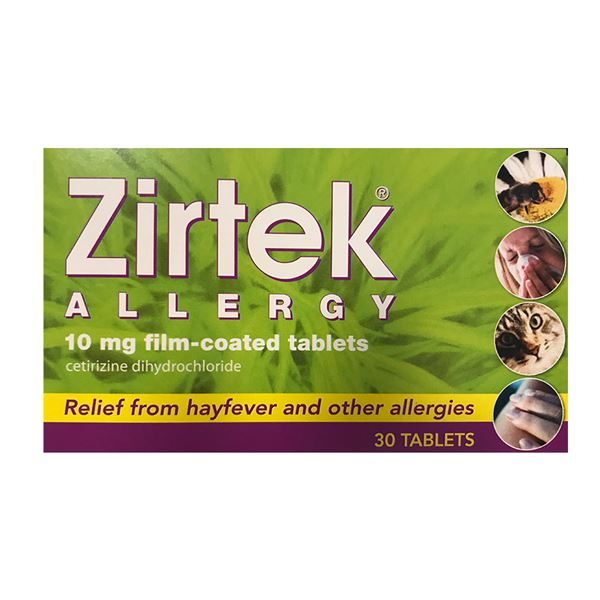 Zirtek Allergy 10mg Tablets X 30