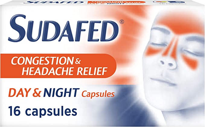 Sudafed Congestion & Headache Day & Night Relief Capsules X 16