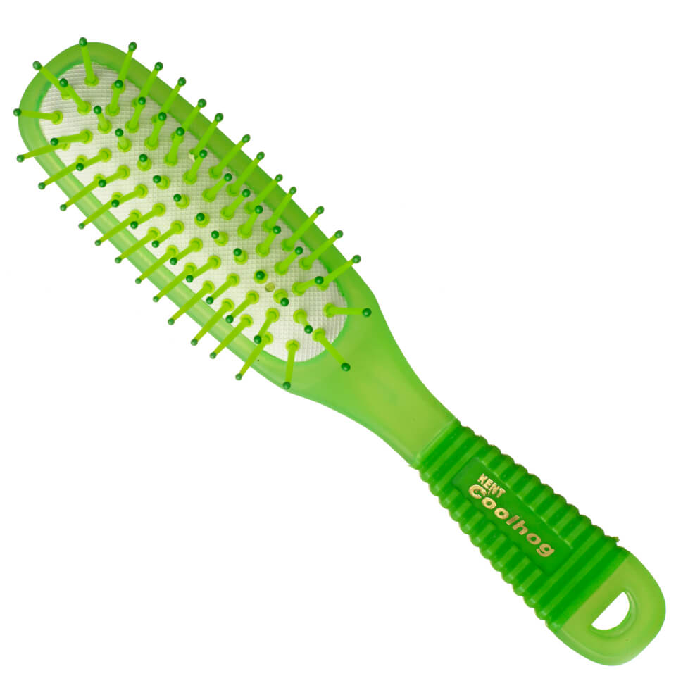 Kent Brushes CoolHogs Colourful Cushioned Nylon Ball-Tipped Hair Brush - Green