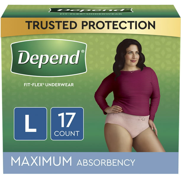 Depend Fit-Flex Adult Incontinence Underwear for Women (Large)