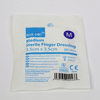 Blue Dot Sterile Finger Dressing 3.5cm x 3.5cm