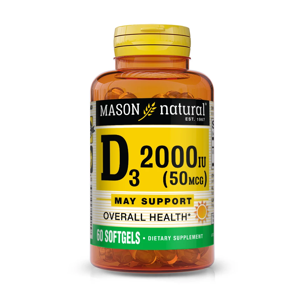 Mason Natural Vitamin D3 50 mcg (2000 IU) Softgels x 60