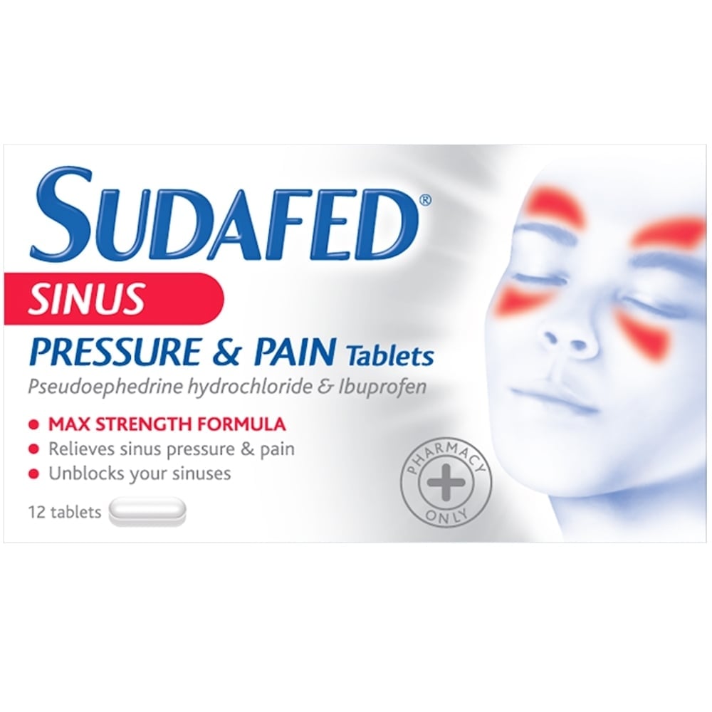 Sudafed Sinus Pressure & Pain Max Strength Tablets X 12