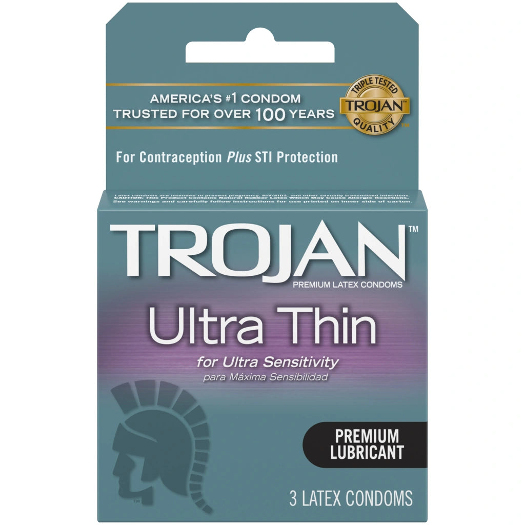 Trojan Ultra Thin Sensitivity Lubricated Latex Condoms x3